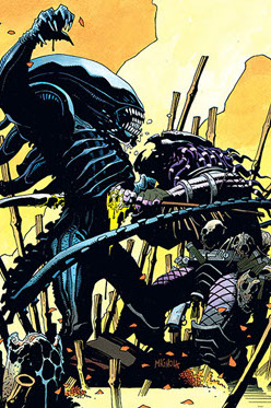 Mike Mignola's cover to Aliens vs. Predator #0